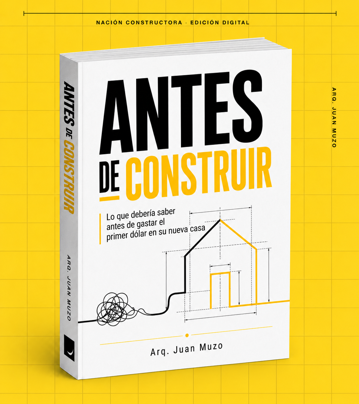 Mockup 3D del libro Antes de construir, de Arq. Juan Muzo